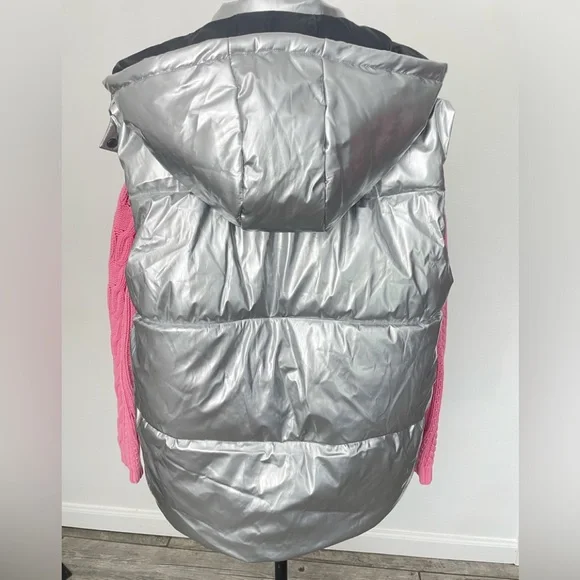 Jacket Women Drawstring Zipper Hooded Vest Puffer Coat Jacket Women size L